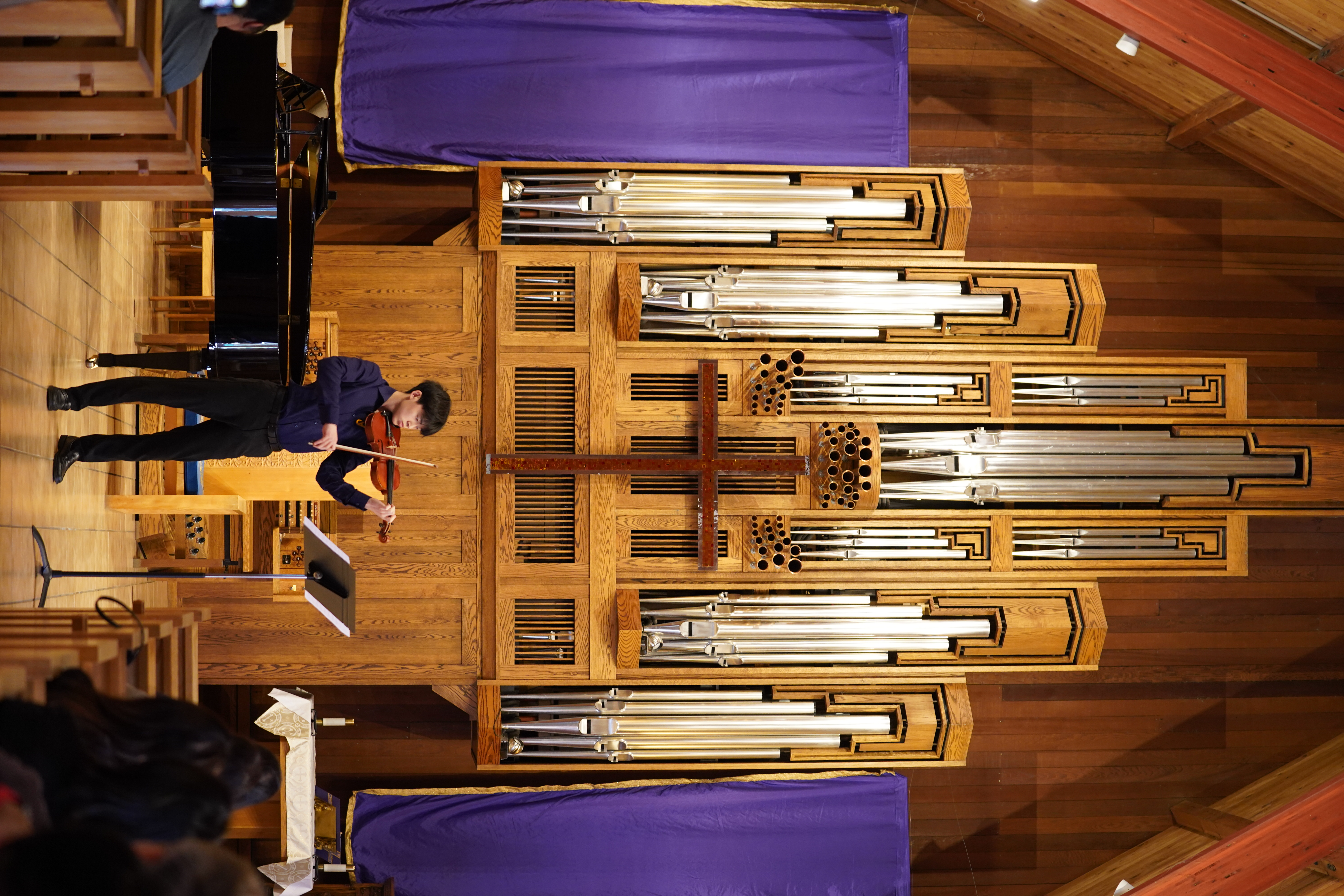 Violinist performing in church